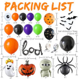 Halloween Balloon Arch Kit: Orange, Black, Purple, Bat & Eyeball Decor