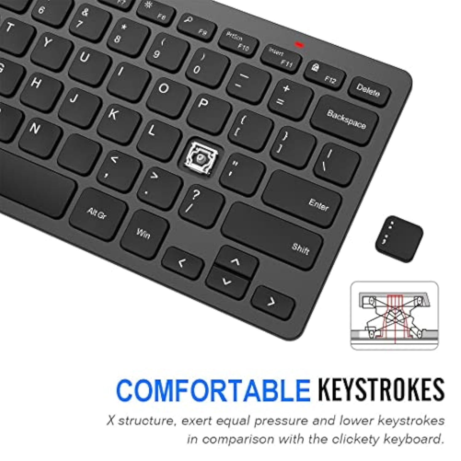 2.4G Wireless Keyboard Ultra Slim And Compact Keyboard With Media Hotkeys For