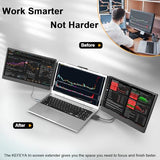 Laptop Screen Extender, 14.2" Portable Triple Monitor For Laptop With Full Hd Ips Display, Monitor Extender Compatible With Mac, Windows, Chrome, Fits 13-17 Inch Laptops