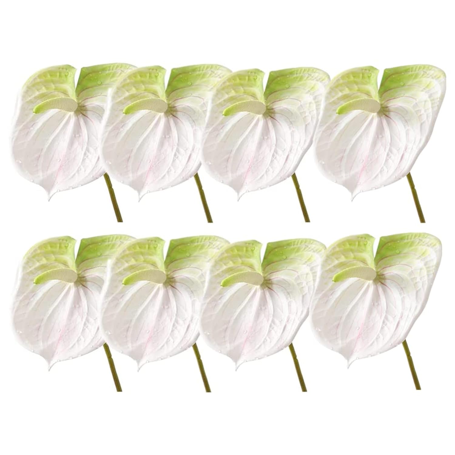 8 Pcs 24Inch Artificial Anthurium Lily Flowers Permanent Flower For Home Decoration Bouquet And Green Leaf,Wedding Festival Decoration Flower Arrangement (White)