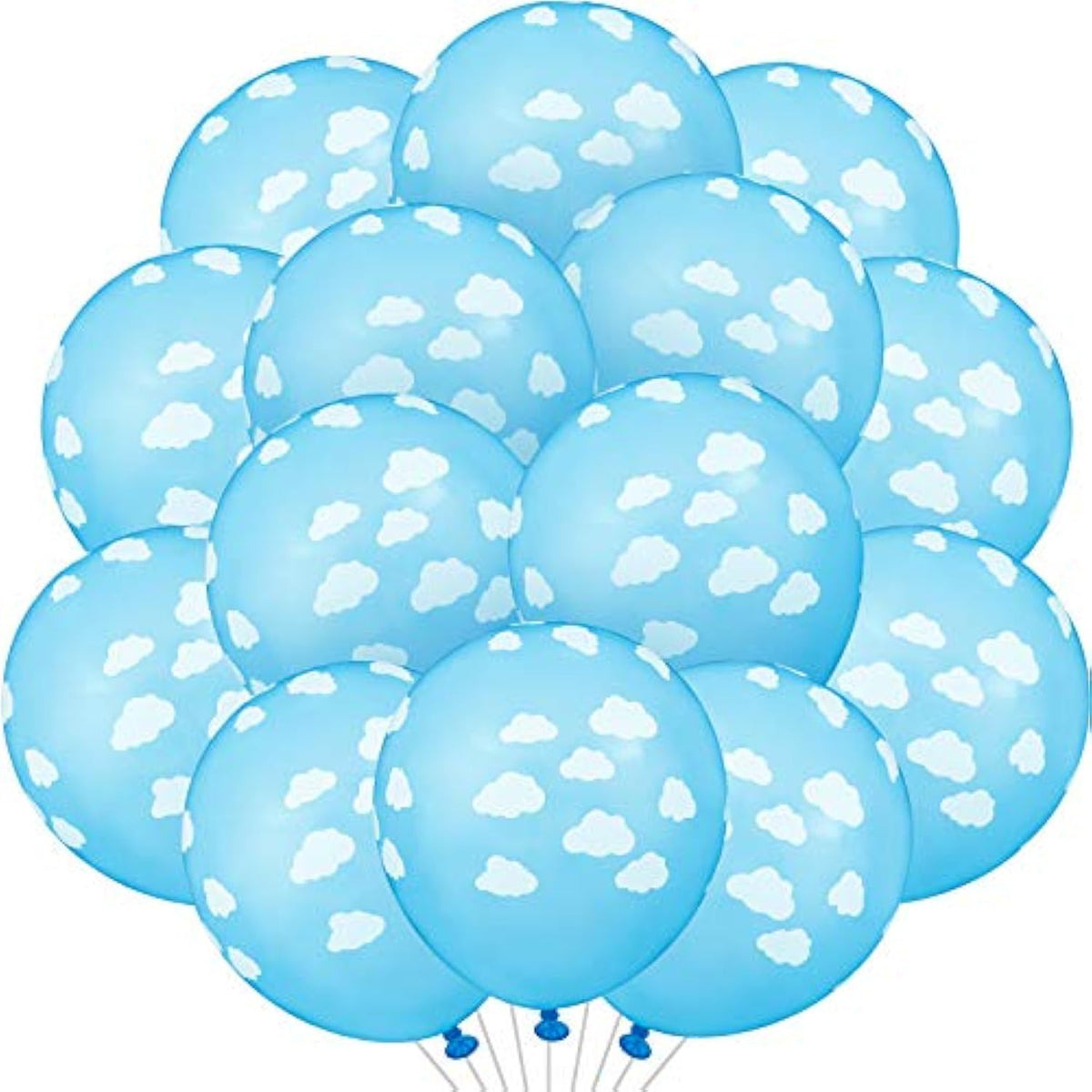 36 Pieces Blue Cloud Latex Balloons Mid Cloud Matte 12 Inch Balloons Light Blue And White Print Decoration For Baby Shower Boys Girls Birthday Party Supplies
