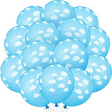36 Pieces Blue Cloud Latex Balloons Mid Cloud Matte 12 Inch Balloons Light Blue And White Print Decoration For Baby Shower Boys Girls Birthday Party Supplies