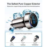 [Pure Copper] Usb C Car Charger, 45W Dual Usb Car Charger Adapter With 27W/20W Pd Port, Fast Qc3.0 Led Voltmeter For Iphone 15 14 13 Max/Pro/Plus/Mini, Pixel 7/6/5, Samsung S22/21 More
