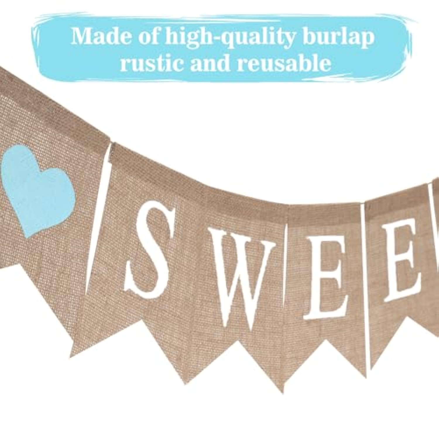 Sweet Baby Boy Banner - Rustic Boy Baby Shower Gender Reveal Burlap Banners Decorations With Light Blue Love For Gender Reveal Party Photo Decoration, Pre-Strung Baby Shower Banners