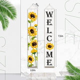 Sunflower Welcome Hanging Banners Summer Porch Banners Flags Summer Door Hanging Decorations For Front Door Garden Home Yard Sunflower Party Decorations(White Background)