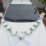 Artificial Flowers Bouquet Set Wedding Car Decoration Ribbon For Bridal Car, Christmas Decor