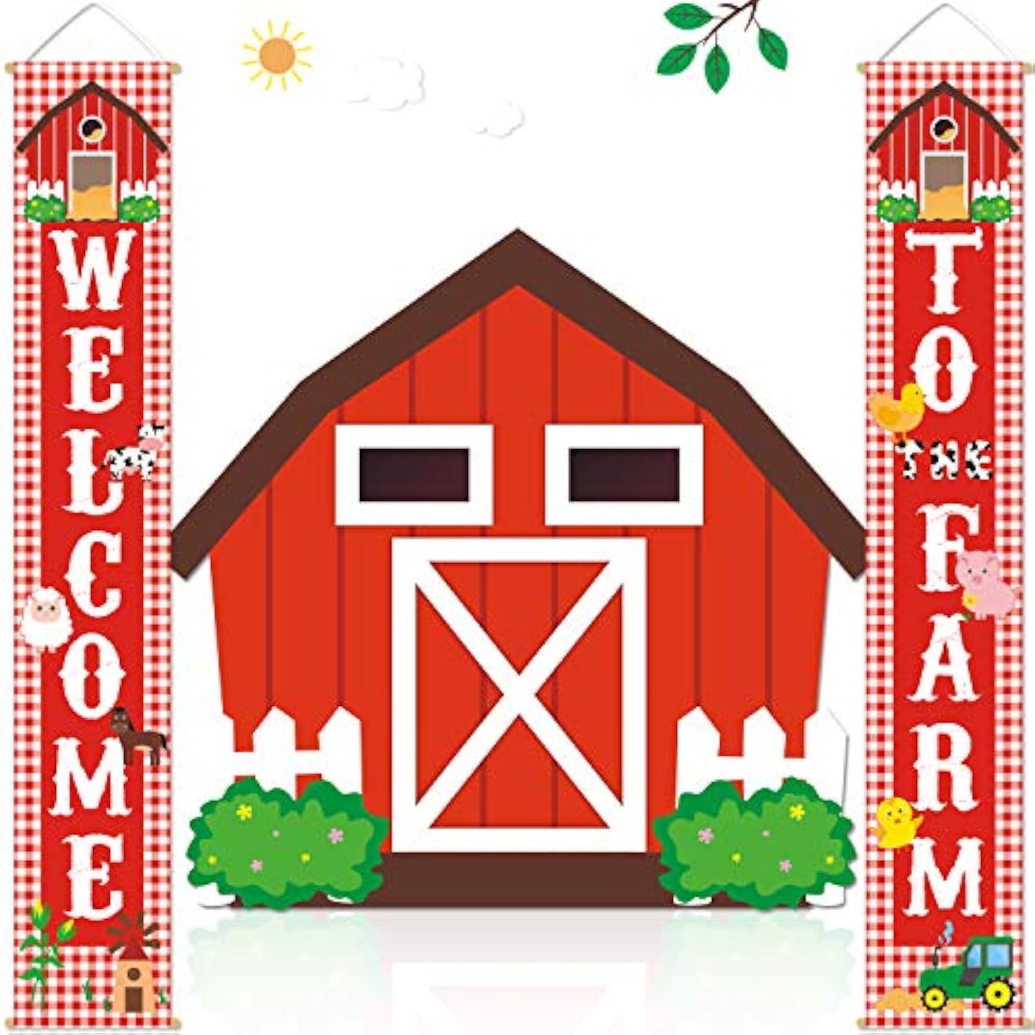 12x71" Farm Animal Porch Banner Barnyard Door Decorations for Party/Baby Shower