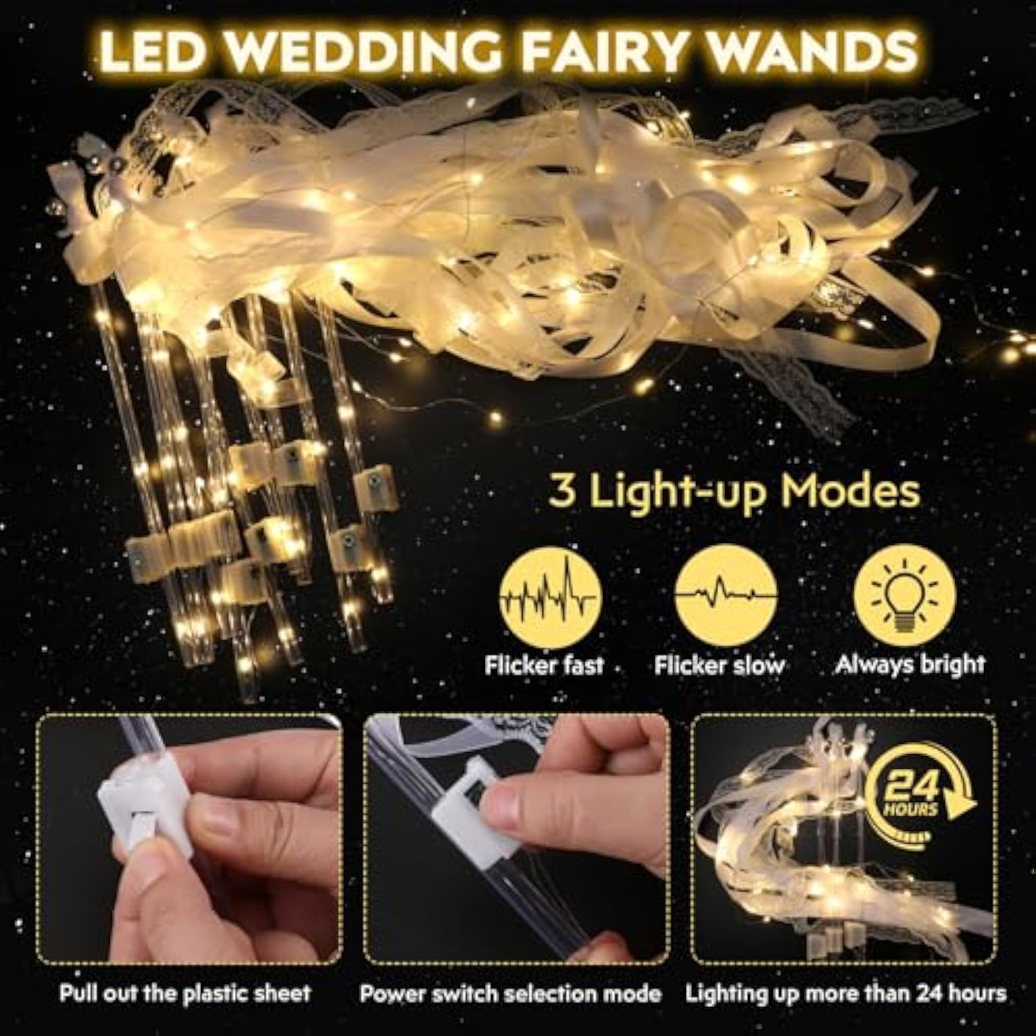 28pcs LED Wedding Wands with 3 Flashing Modes for Wedding & Party Send-Off