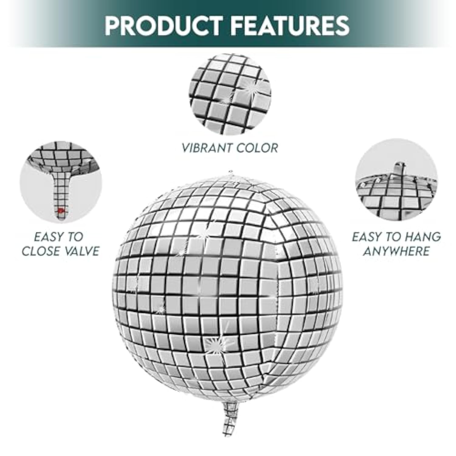 14pcs Inflatable Disco Ball Balloons — 22" Silver Mylar with Star Balloons & Party Supplies