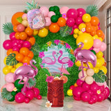 Tropical Flamingo Balloon Garland Kit – 130pcs Hot Pink, Orange & Pineapple Pool Party Decor