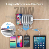 70W Charging Station For Multiple Devices,5 Port Charging Dock With 15W Wireless Charger, 25W Usb C Pd/Pps Fast Charging For Galaxy,Lpad,Lphone 15/14/13/Xs/Max