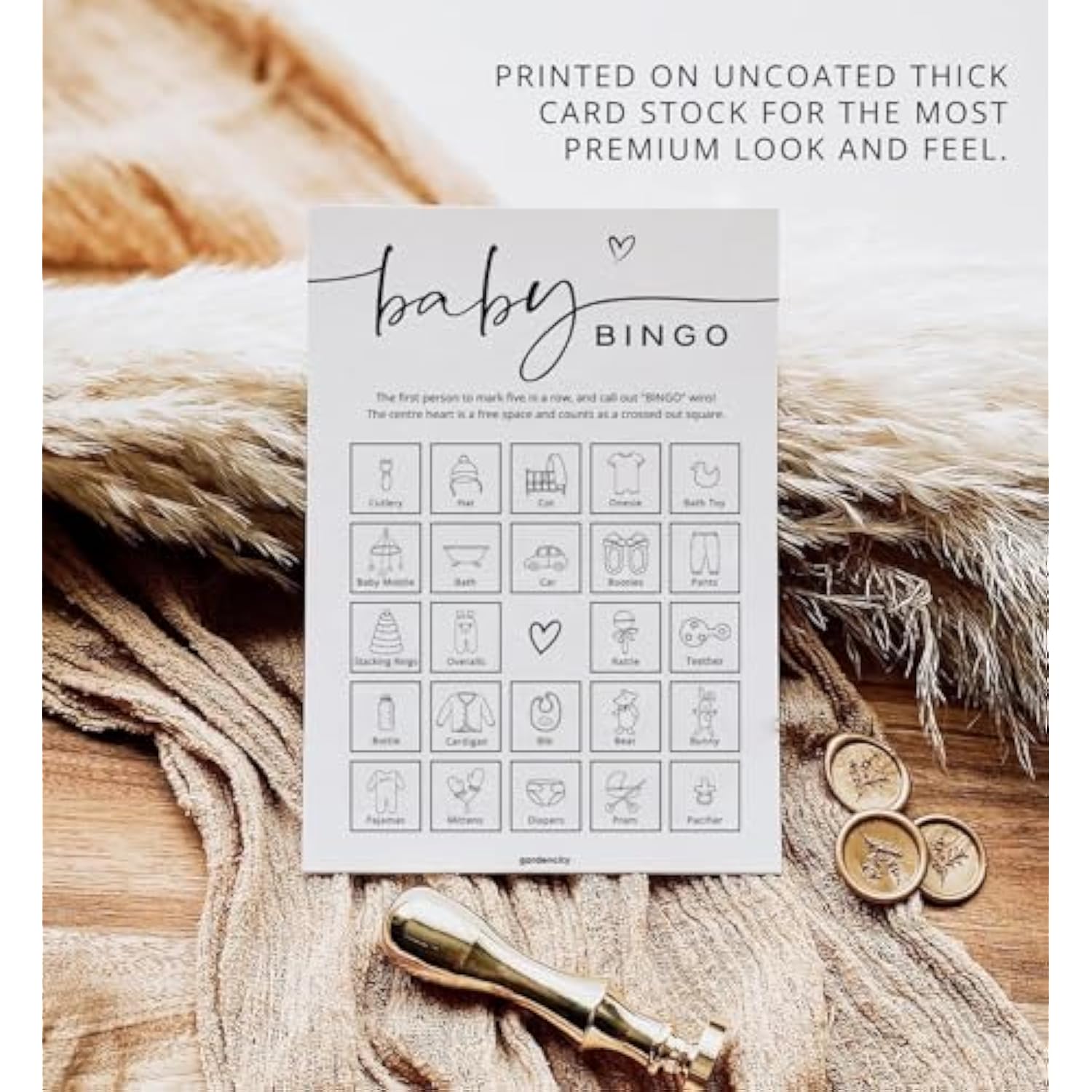 Baby Shower Games, Baby Shower Bingo Game, 50 Pre-Filled Cards, Boy Or Girl, Gender Neutral, Minimalist