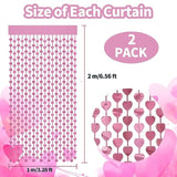2 Pack 3.2Ft X 6.6Ft Valentine'S Day Metallic Foil Fringe Curtain, Rose Gold Heart Shape Tinsel Curtains Streamers Photo Props Backdrop For Valentine'S Day Engagement Wedding Party Decorations…