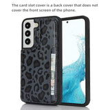 Samsung Galaxy S22 5G Phone Case with Card Holder and RFID Blocking - Black Leopard PU Leather Protective Case for Women and Men