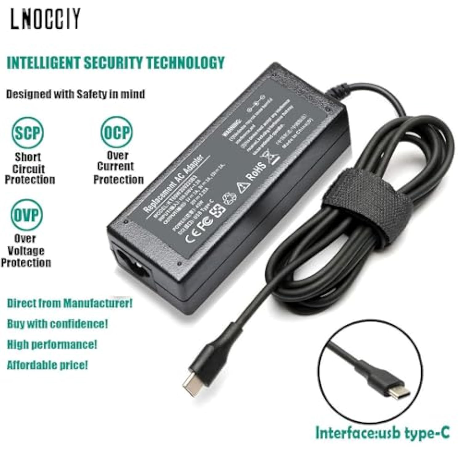 45W Usb-C Charger Compatible With Lenovo 4X20M26252 Adlx45Ycc3D Adlx45Ylc3D Ad