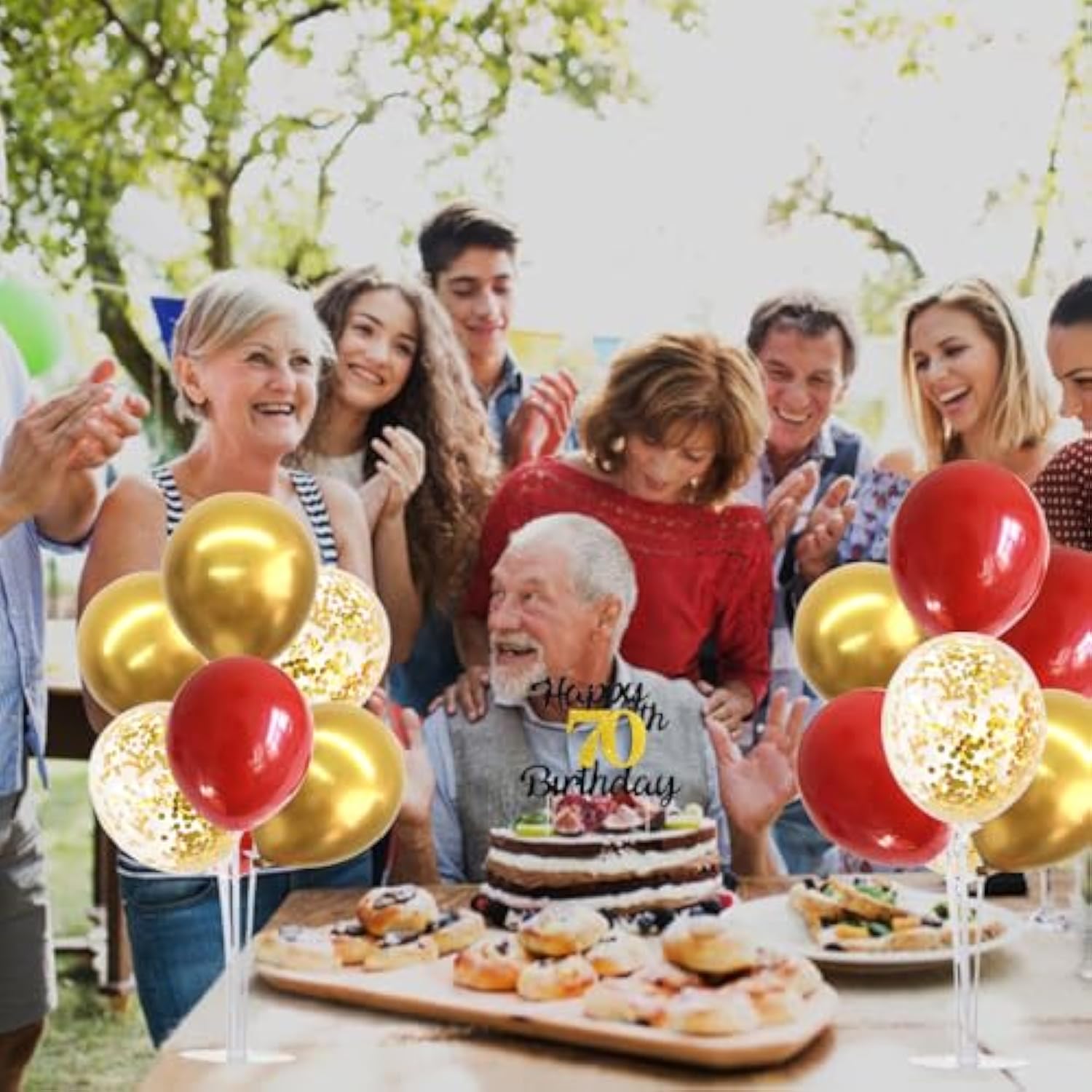 4 Balloon Stand Kit With Balloons For 2025 Graduation Christmas Wedding Anniversary Chinese New Year Birthday Party Decorations,New Years 2025?Red Gold?