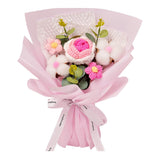 Crochet Rose Flower Bouquet: Handmade Rose Artificial Flowers For Festival Wedding Graduation Anniversary Birthday Home Decor (Pink)