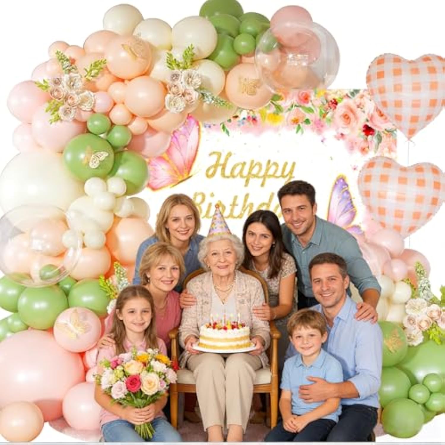 Balloon Garland, Birthday Balloon Arch, Sage Green Balloons, 106-Piece Pastel Pink & Green Set, Stylish Spring Party Decorations For Seasonal Celebrations