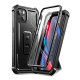 Heavy Duty Military Grade Protection Case for iPhone 13 and iPhone 14 6.1 inch, Black, Built in Screen Protector and Kickstand