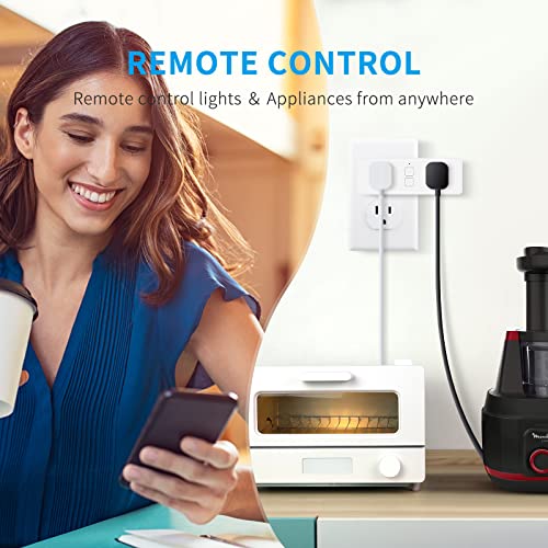 Dual Smart Plug, 15A Wifi Outlet Extender, Smartlife App Control, Schedule Timer Function, 2-In-1 Compatible With Alexa, Google Home Assistant, No Hub Required, Etl&Fcc, 2.4G Wifi Only, 2-Pack