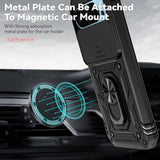 For Google Pixel 9 / Pixel 9 Pro Case With Slide Camera Cover Hd Screen Protector [Military Grade Drop Tested] Magnetic Ring Holder Kickstand Protective Phone Case For Google Pixel 9/9 Pro, Black