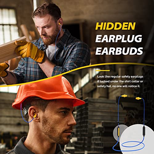 Bluetooth Work Earplugs Headphone,Wireless In-Ear Noise Isolating Earbuds,29Db Noise Reduction Headphone With Control,19+ Hours Battery For Lawn Mowing Safety Industrial Construction(Black)