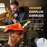 Bluetooth Work Earplugs Headphone,Wireless In-Ear Noise Isolating Earbuds,29Db Noise Reduction Headphone With Control,19+ Hours Battery For Lawn Mowing Safety Industrial Construction(Black)