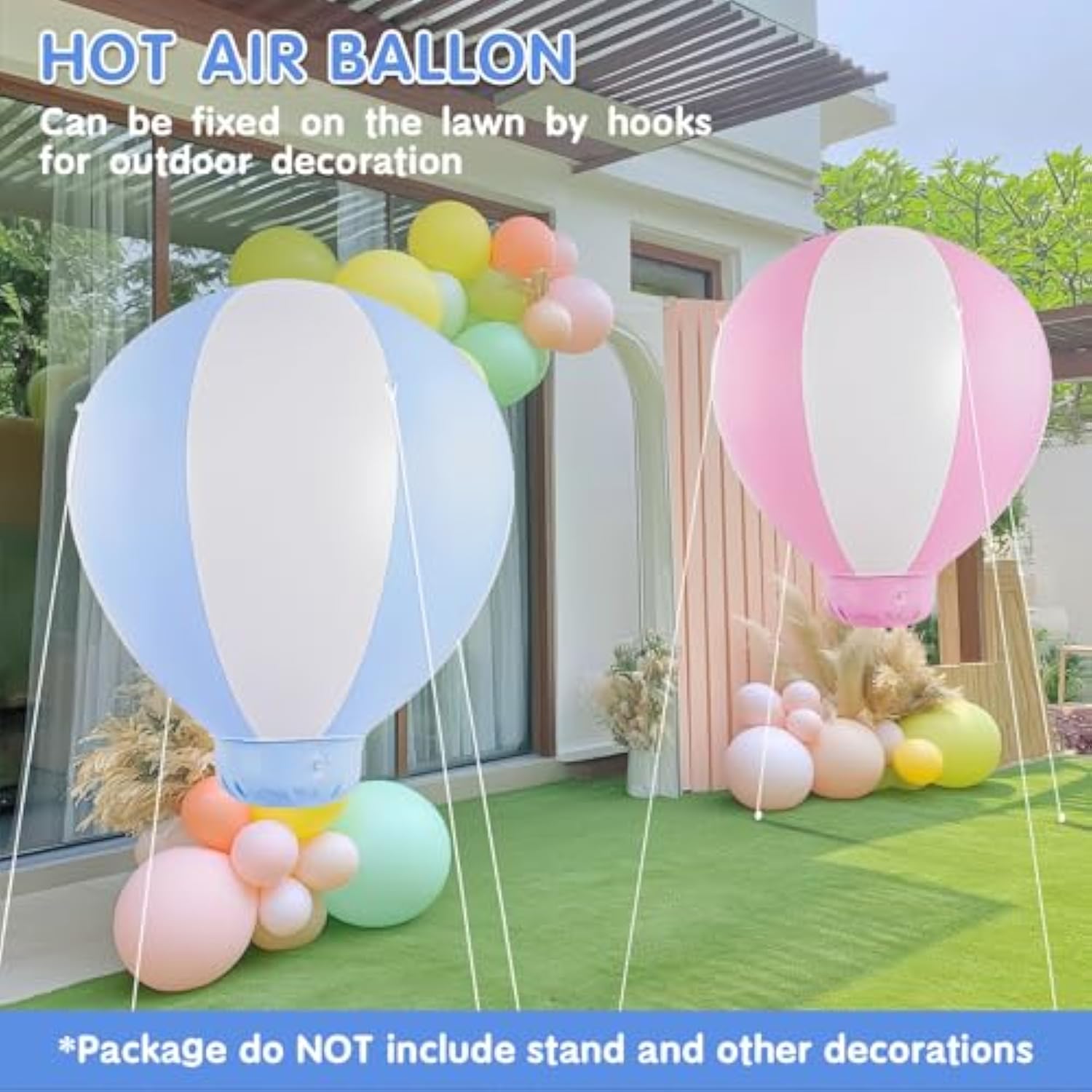 3Ft Hot Air Balloon Decorations, Inflatable Baby Shower Decoration Balloon For Baby Birthday Party Wedding Exhibitions, Air Pump Inclued (Blue)
