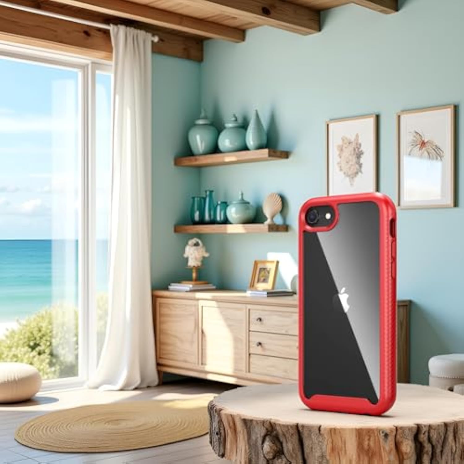 For Se 3Rd Generation 2022 Case,For 8 & 7 & Se 2020 Case, Full-Body Sturdy Shockproof Cover With Build In Screen Protector Heavy Duty Shock Resistant Hybrid Cover, Red