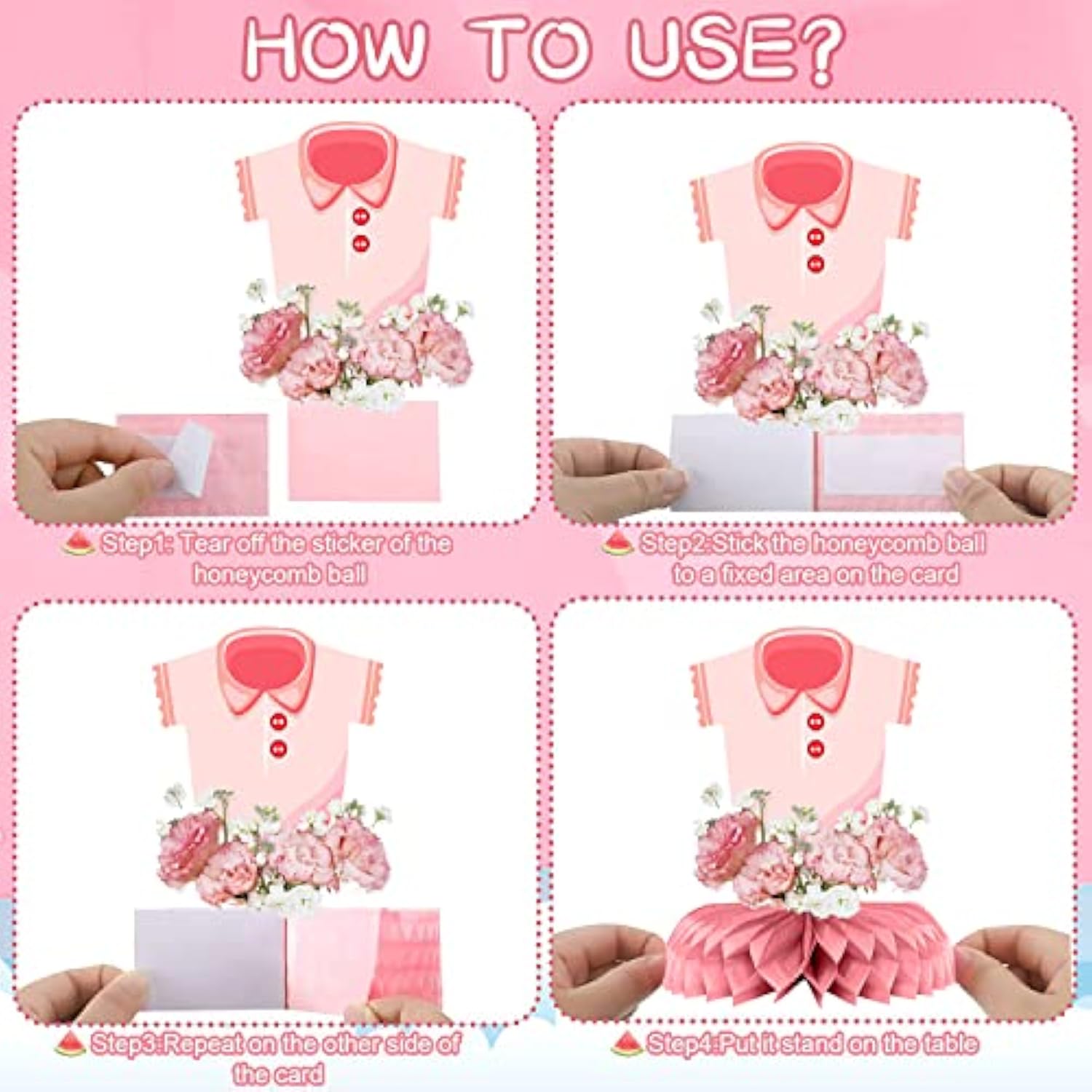 12 Pcs Baby Shower Honeycomb Centerpieces For Girl, Floral Party Table