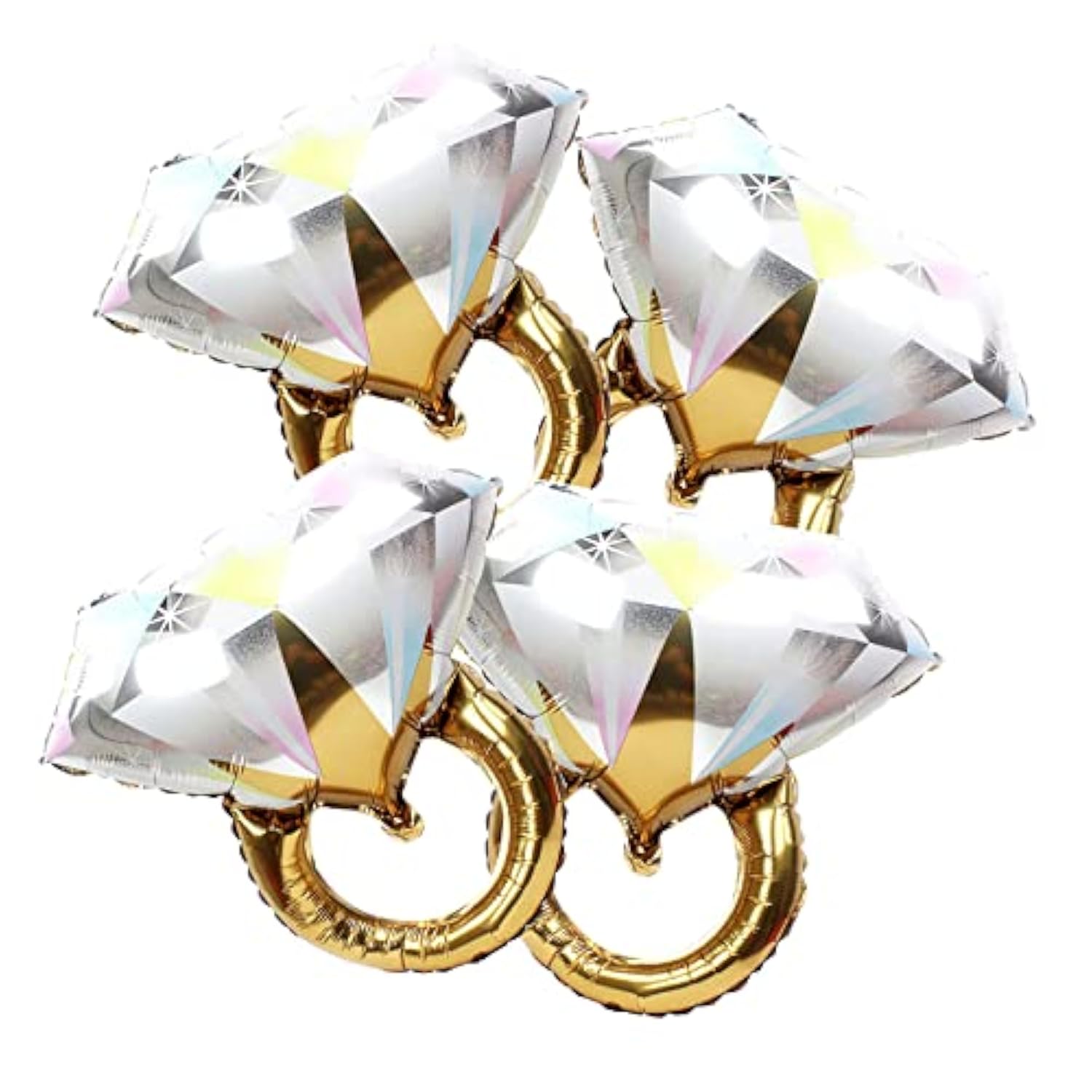 Diamond Ring Balloons – Engagement, Wedding & Bridal Shower Party Decorations, 4-Pack