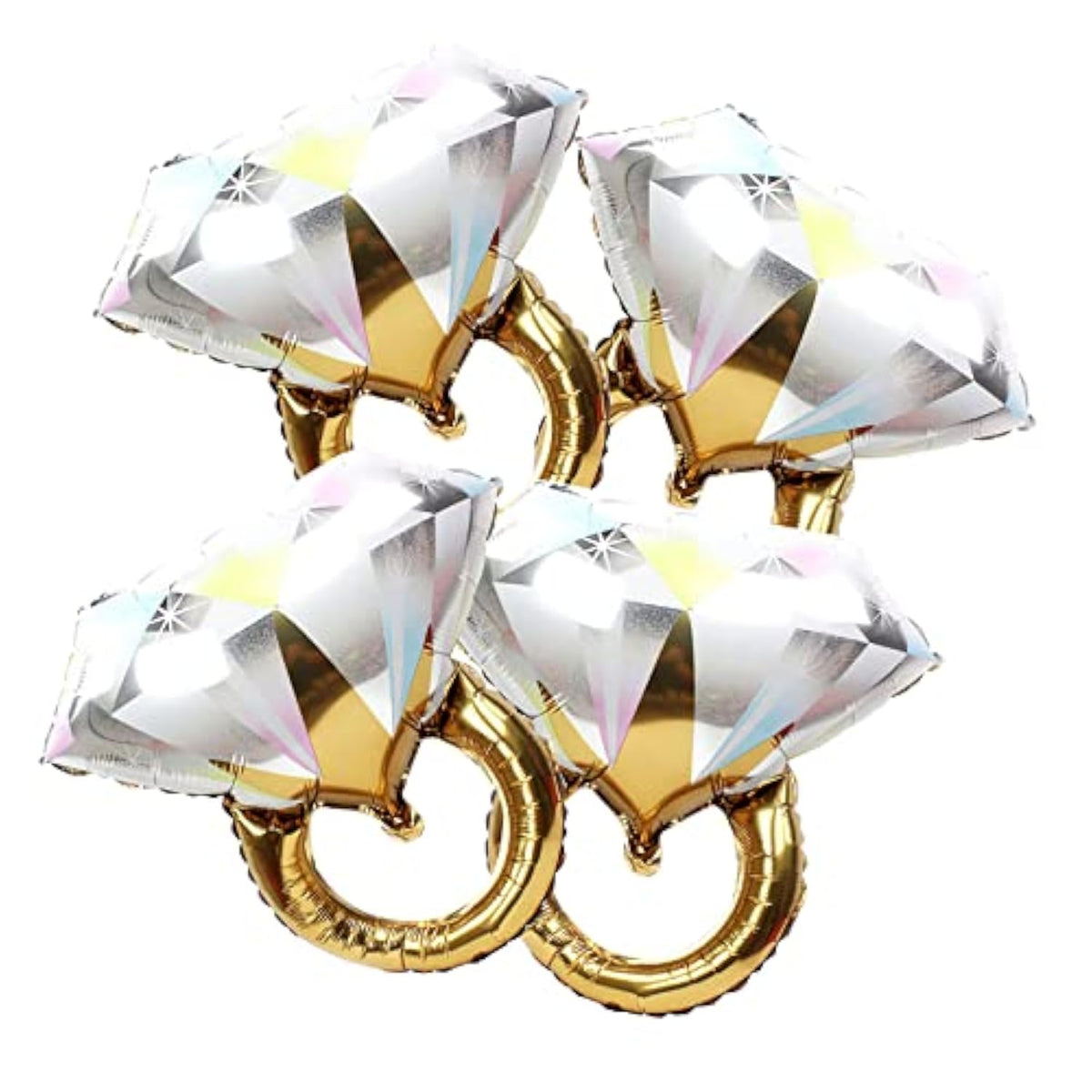Diamond Ring Balloons – Engagement, Wedding & Bridal Shower Party Decorations, 4-Pack