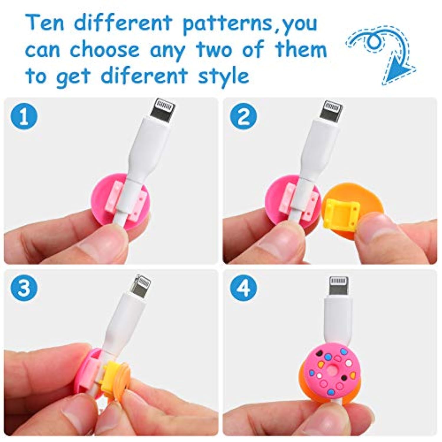 40 Pieces Phone Protect Accessory Charging Cable Protectors Cute Charger Protectors Cord Saver Usb Charger For Cellphone Data Lines, Various Styles