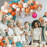 Orange & Dusty Blue Balloon Arch Kit: Fall Party Garland
