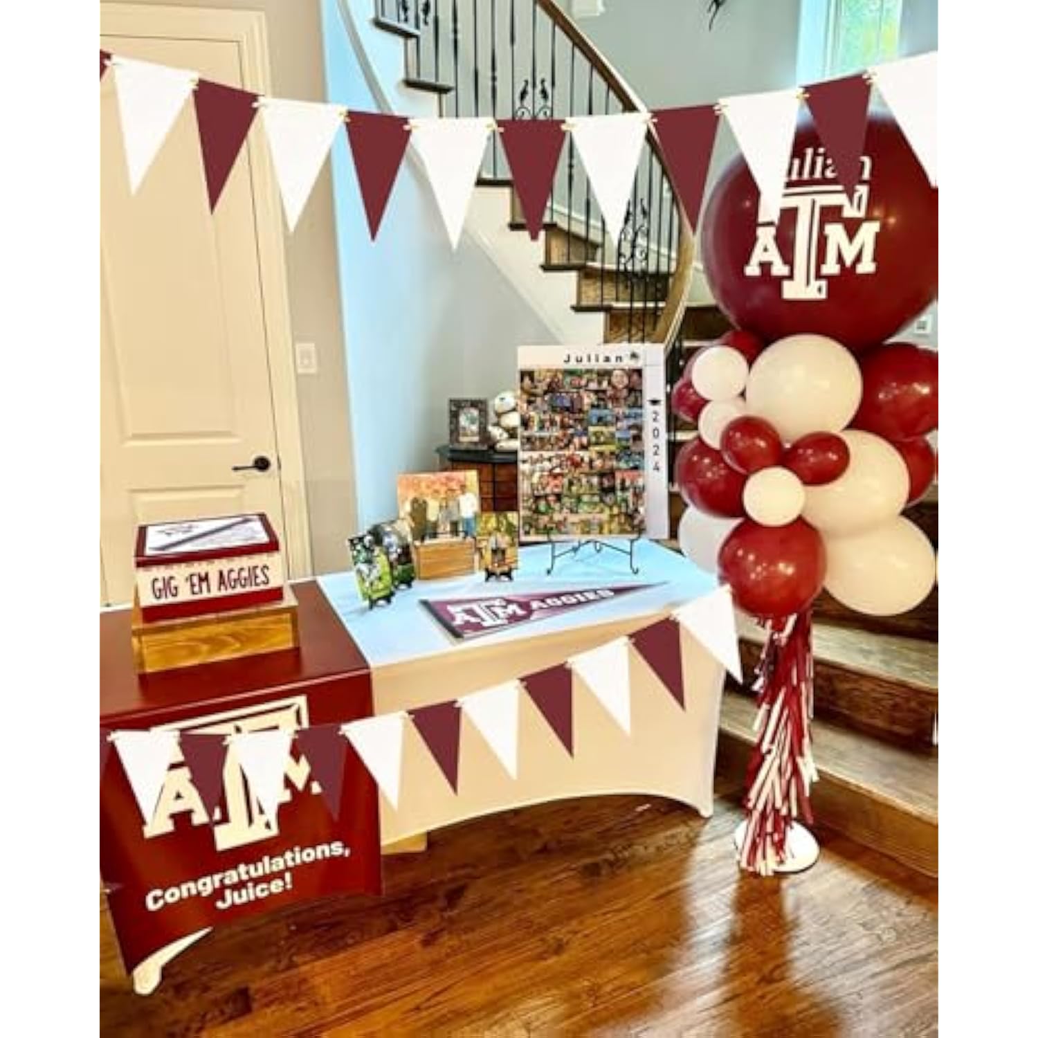 Graduation Decorations Maroon White 2026/Maroon Graduation Party Decorations Triangle Bunting Banner Maroon Grad Backdrop Burgundy Birthday
