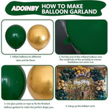 Green And Gold Balloon Arch Kit, Dark Emerald Green Hunter Forest Sage Green Metallic Gold Balloon Garland Kit, 18 12 10 5 Inch Balloons For Birthday Wedding Jungle Safari Party Decorations