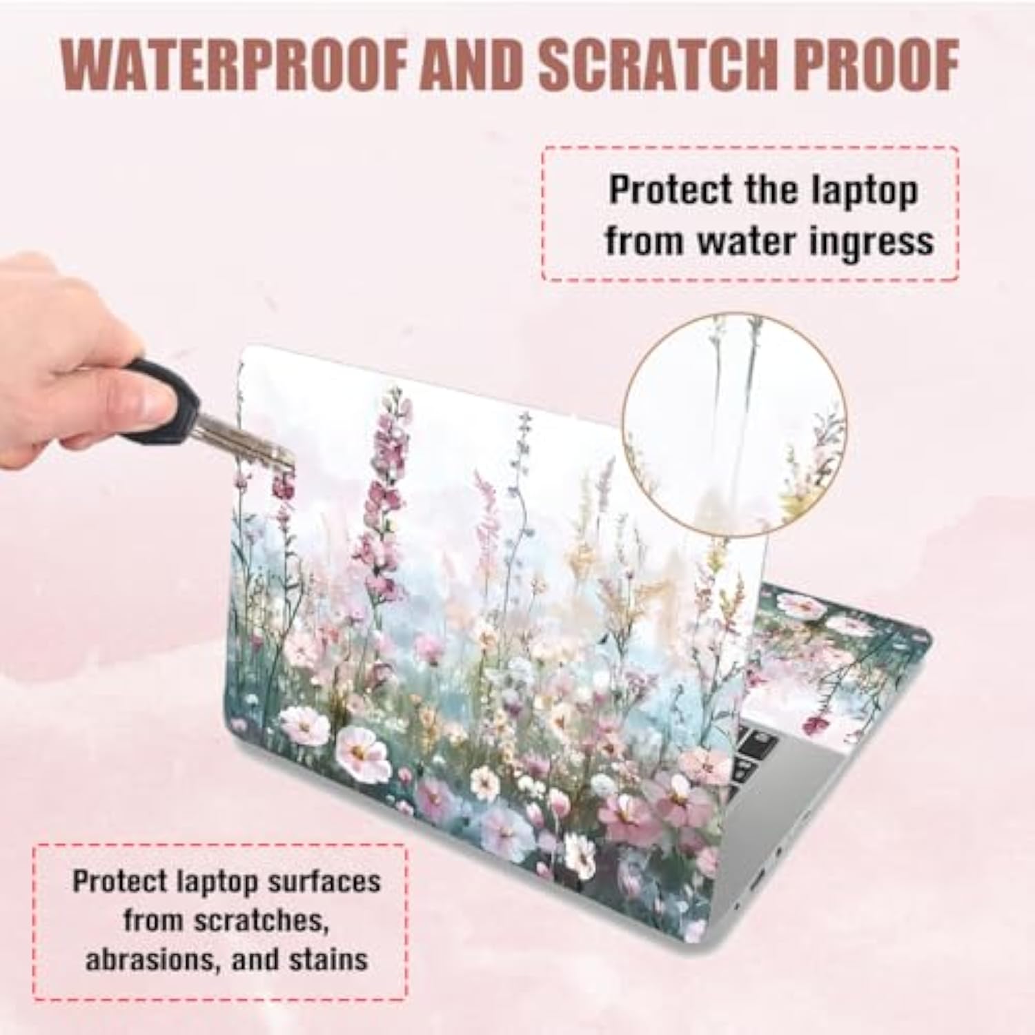 Wildflower Laptop Skin Sticker Decals Fits 12" 13" 13.3" 14" 15 Inch Laptop Watercolor Universal Removable Vinyl Notebook Art Protector Netbook Pc Cover Decal