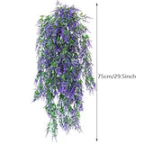 4 Packs Fake Hanging Lavender Plants Artificial Hanging Faux Uv Resistant Lavender Flowers Fake Lavender Plants Hanging Indoor Outside Hanging Decorations,(Purple)