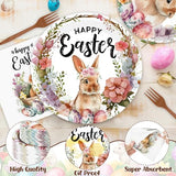 200 Pcs Easter Plates and Napkins Bulk Set, Disposable Dinner Plates, Vibrant Rabbit Floral Easter Decorations Includes Platters Napkins Forks, Spring Tableware for Egg Hunt Party Holiday Supplies