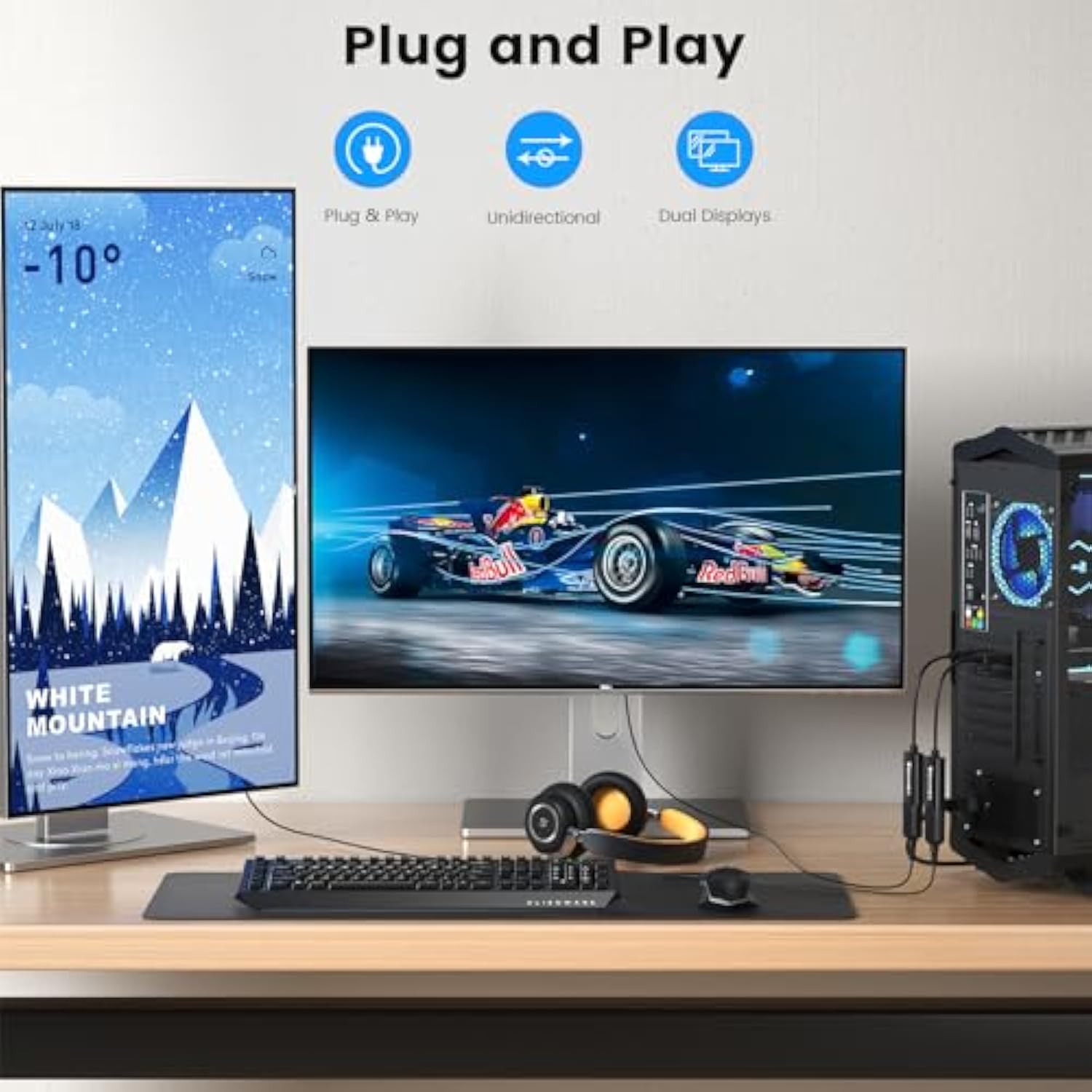 Displayport To Hdmi Adapter, Dp To Hdmi 2.0 Converter, 4K@60Hz Display Port To