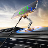 Magnetic Car Mount Charger Wireless, 15W Fast Charging 2 In 1 Magnetic Cell Phone Holder Stick On Dashboard Windshield, 360° Foldable Full Metal Car Accessories For Iphone16/15/14/13/12 Series