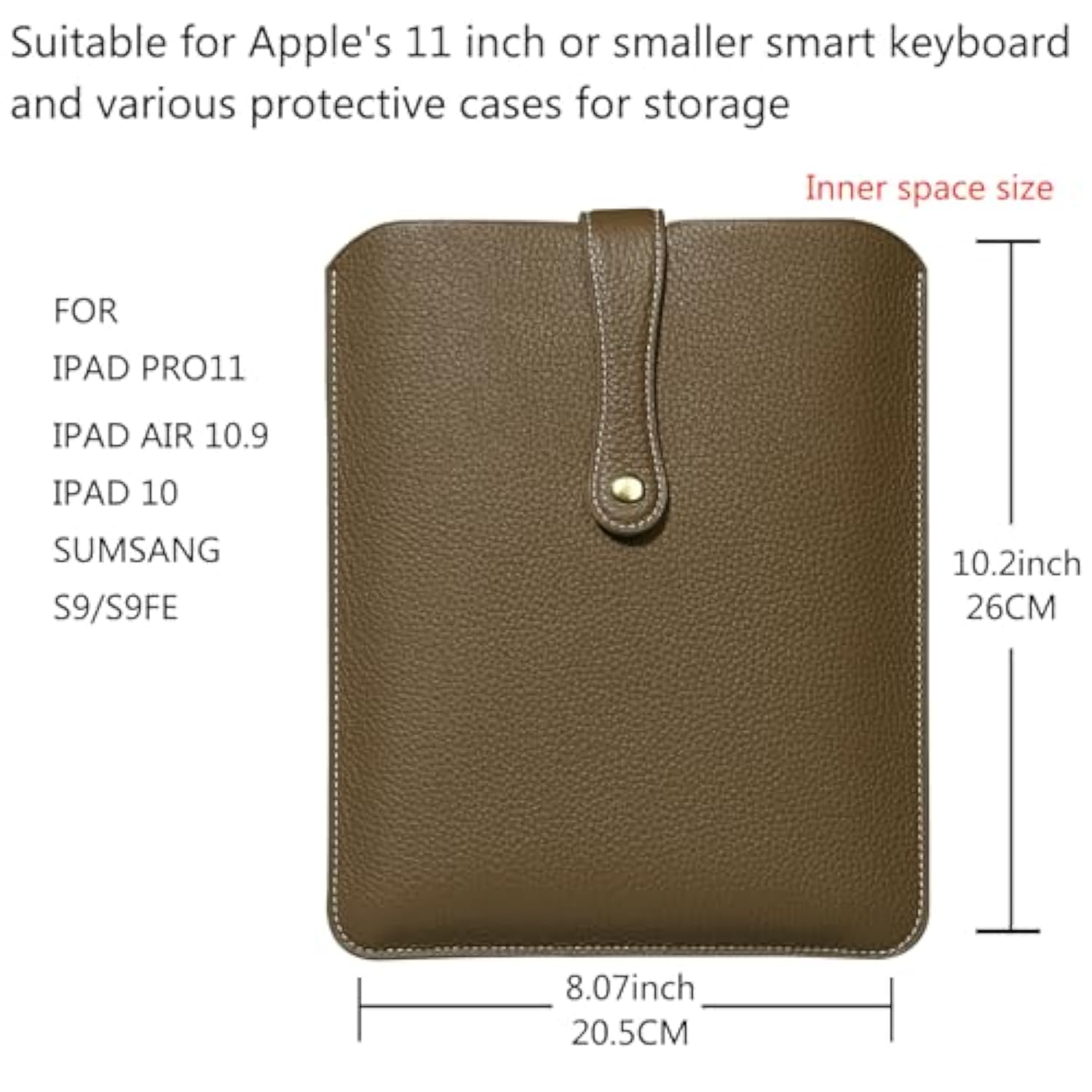 Laptop Sleeve Genuine Leather,Compatible With Ipad Pro 11 Inch, Ipad Air 10.9 Inch M2 2024,Air5/4 2022/2020 Case, Compatible With Ipad 10,Accommodate Magic Keyboard?Galaxy Tab S9/S9 Fe Bag