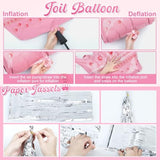 Pink Birthday Decorations For Women Girls, Silver Pink Confetti Foil Balloons Happy Birthday Banner Butterfly Fringe Curtains Cake Topper For Princess Party Supplies Decor