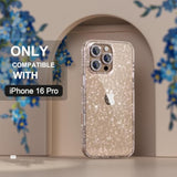 iPhone 16 Pro Case, Cute Clear Glitter, 3 Diamond Lens Protectors, 2 Screen Protectors
