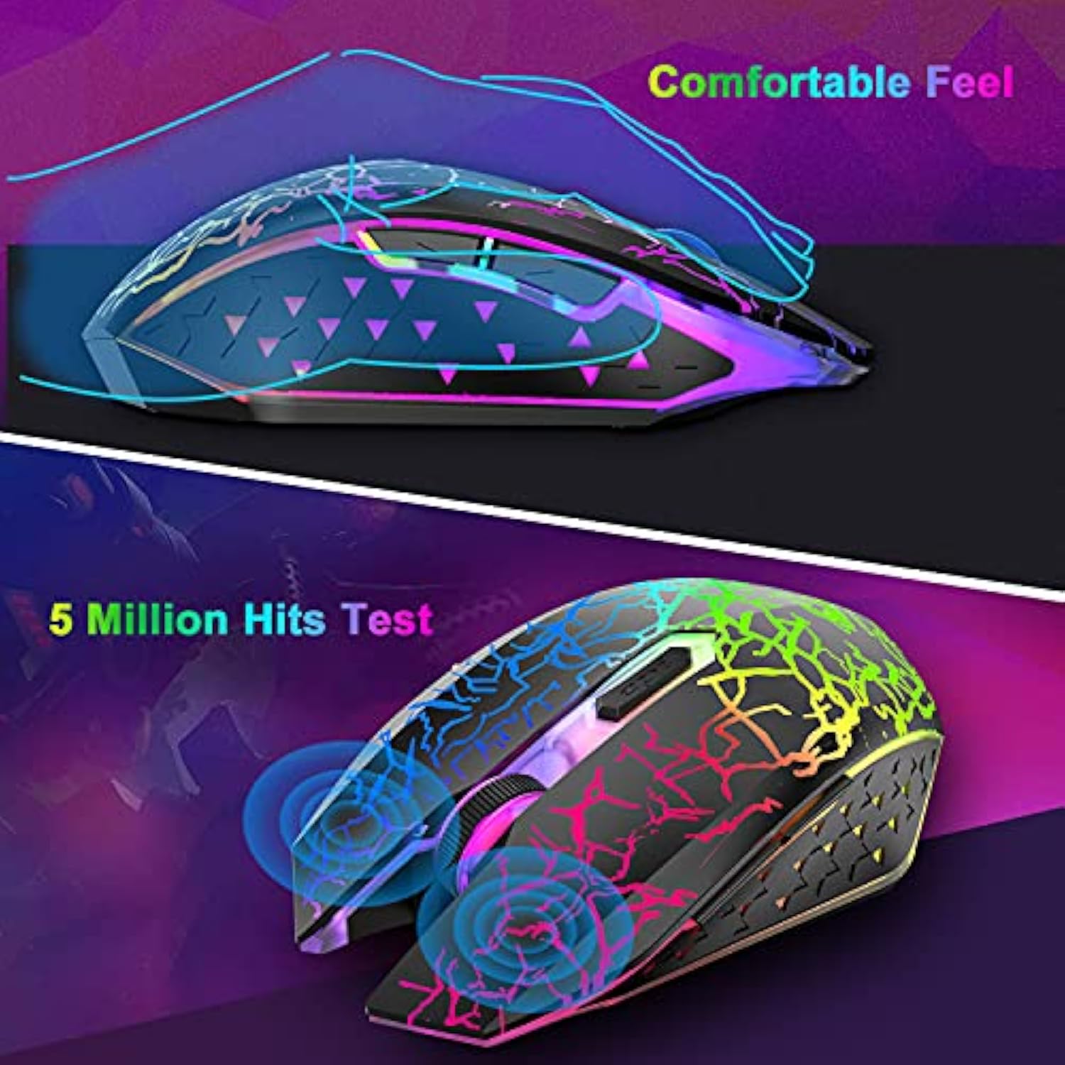 Wireless Gaming Keyboard And Mouse Combo,61 Key Rainbow Backlit Keyboard With Rechargeable 4000Mah,Mechanical Feel,Ergonomic,Quiet,Rgb Mute Mice And Mousepad For Ps4,Xbox One,Desktop,Pc