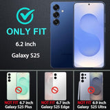 For Samsung Galaxy S25 Case, Only, [Not Fit Galaxy S25 Edge/S25 Plus/S25 Ultra], Military Grade Case With 2Pcs Tempered Glass Screen Protector & 1Pcs Camera Lens Protector (Navy Blue)