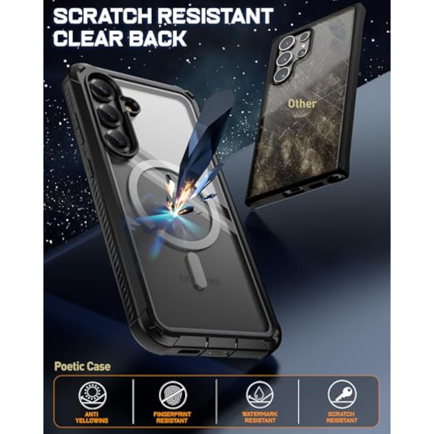 Guardian Magpro Case For Galaxy S25 5G 6.2" (2025), [20Ft Mil-Grade Drop Tested] Built-In Screen Protector [Work With Fingerprint Id] Full Body Shockproof Rugged Clear Case, Black/Clear