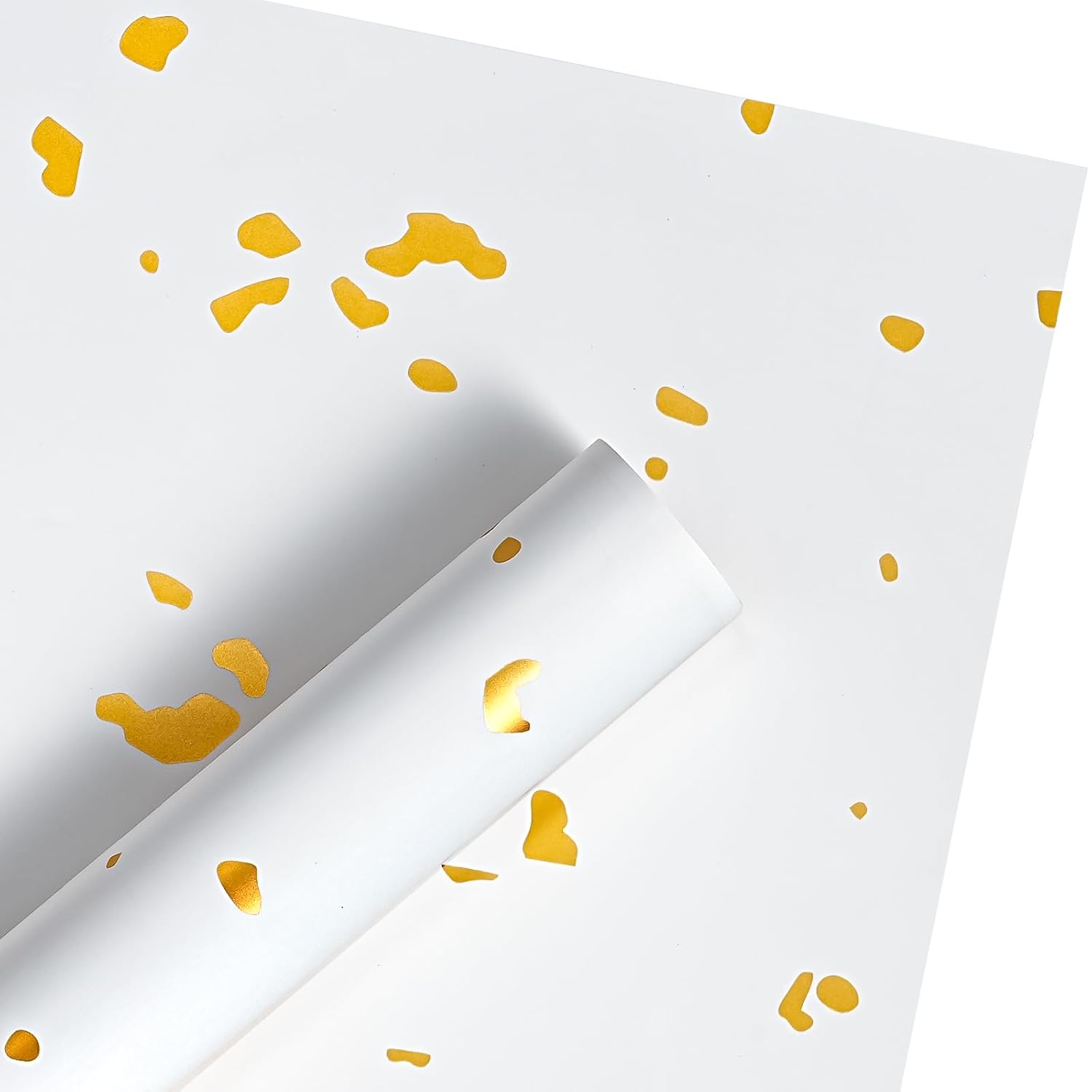 20 Sheets Flower Wrapping Paper - 22.4 X 22.4 Inch White And Sprinkle Gold Water-Resistant Floral Bouquet Wrapping Paper, Florist Supplies Packaging For Graduation Ceremony Gift Diy