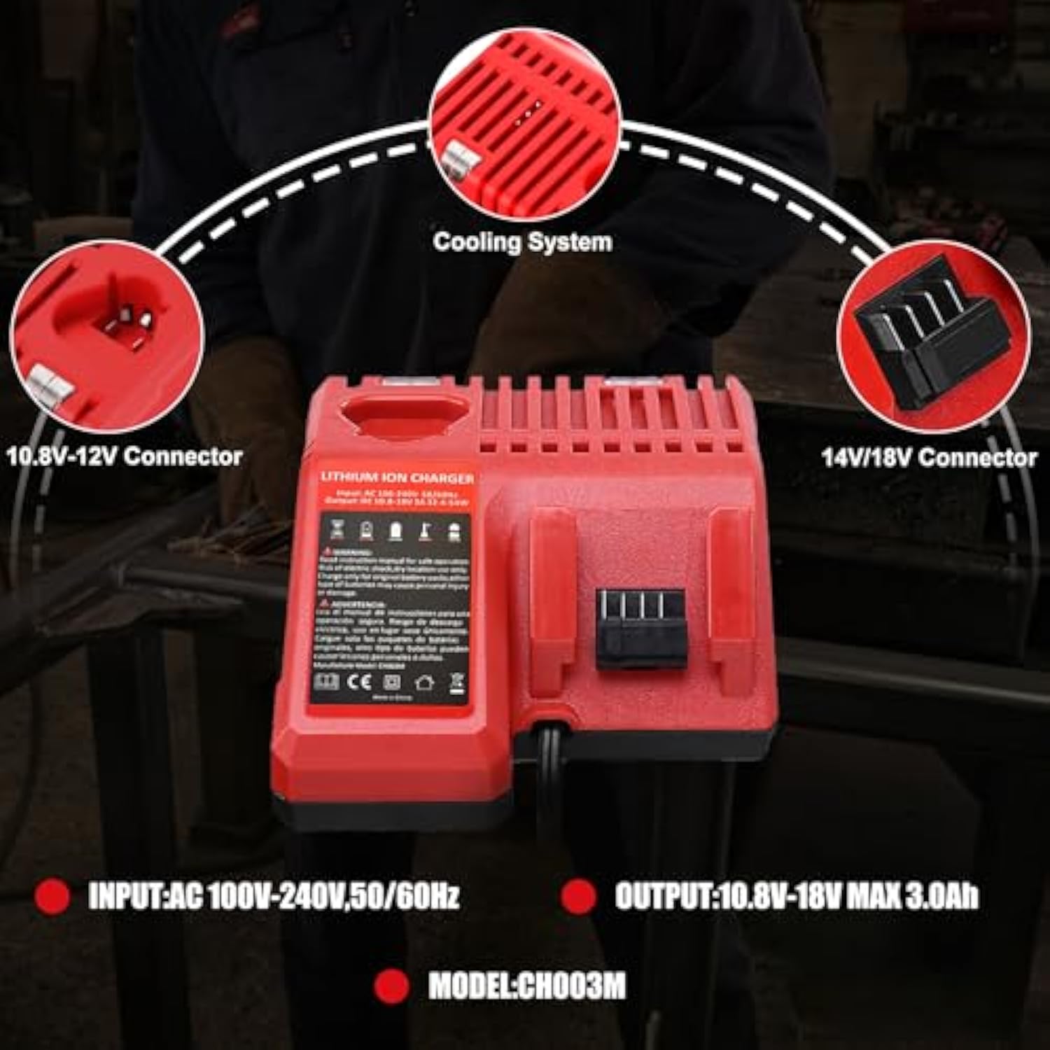 12.0Ah Replacement For Milwaukee 18V Battery&Charger Combo Kit Compatible With Milwaukee 18V Battery 12.0 High Output Battery 48-11-1815 48-11-1860 48-11-1890 48-11-2230 48-11-2830 (Multi)