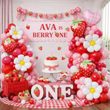 148Pcs Strawberry Balloons Garland Arch Kit For Berry First Birthday Decor, Strawberry And Daisy Foil Pastel Balloon Arch For Valentine'S Day Baby Showers Strawberry Shortcake Birthday Decorations